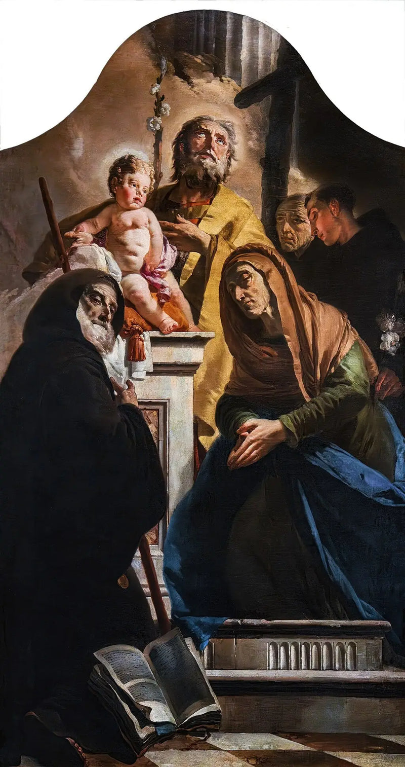 Sint-Jozef met het Kind Jezus en de heiligen Franciscus van Paule, Anna, Antonius en Petrus van Alcántara - Giovanni Battista Tiepolo