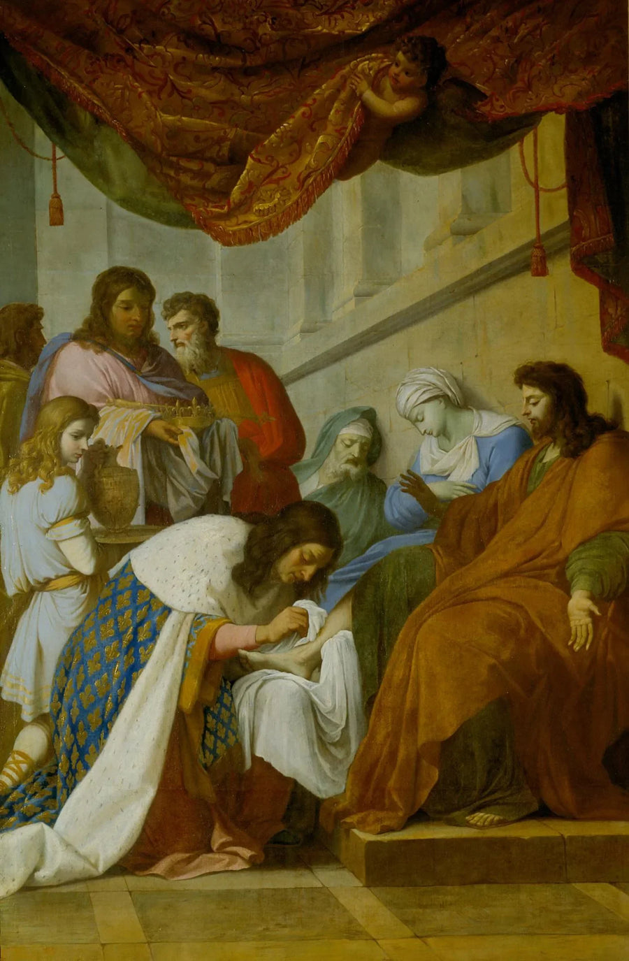 Sint Louis die de zieken verzorgt - Eustache Le Sueur