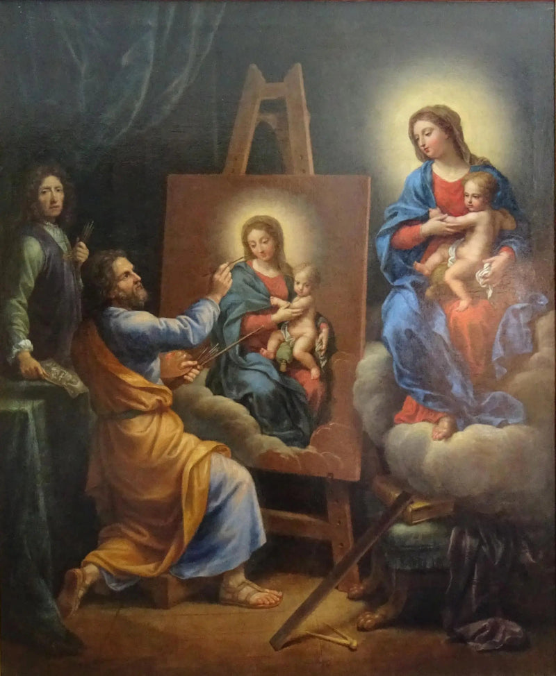 Sint-Lucas schildert de Maagd met zelfportret van Mignard - Pierre Mignard