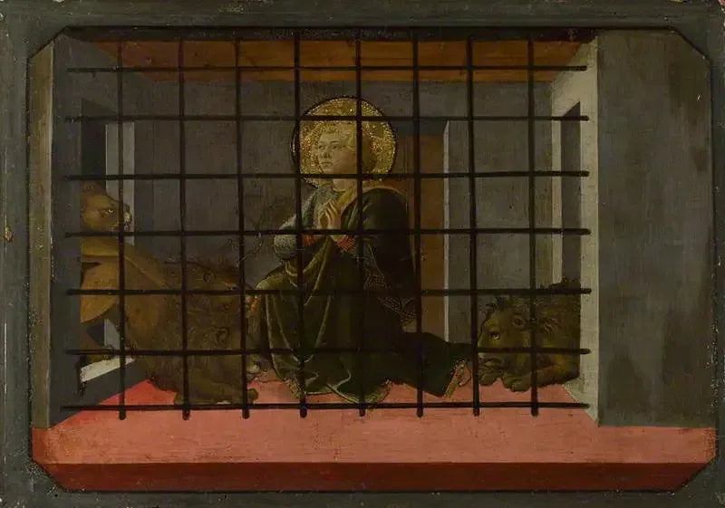 Saint Mamas in de gevangenis geworpen door de leeuwen - Fra Filippo Lippi