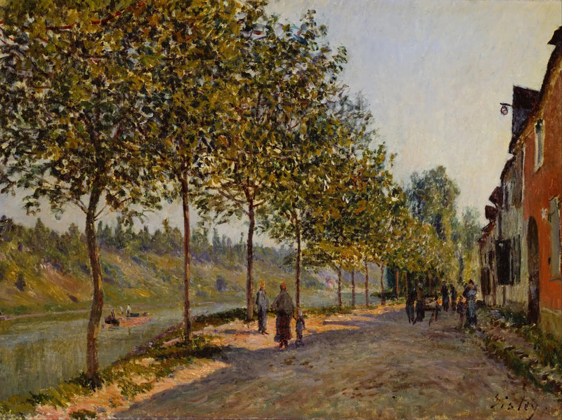 Saint-Mammès en de heuvels van la Celle, juni-ochtend - Alfred Sisley