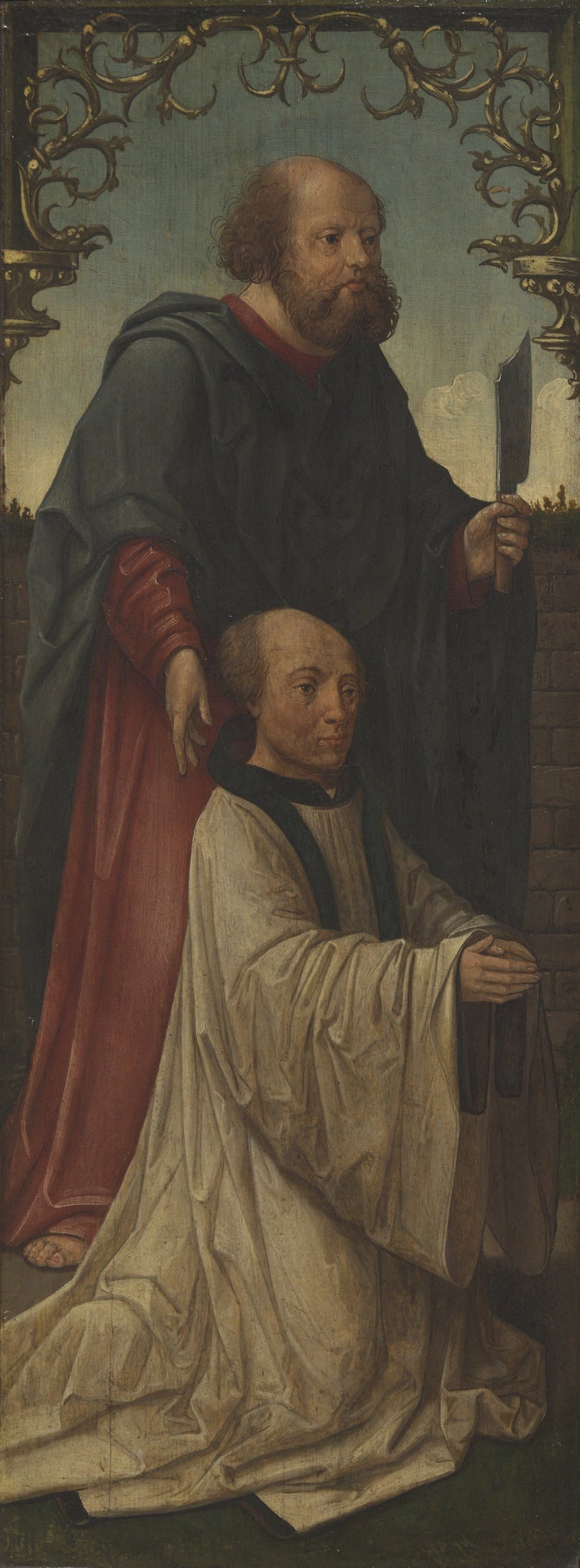 Sint Matthias (?) en een schenker; Sint André (op de keerzijde) - Jacob Cornelisz van Oostsanen