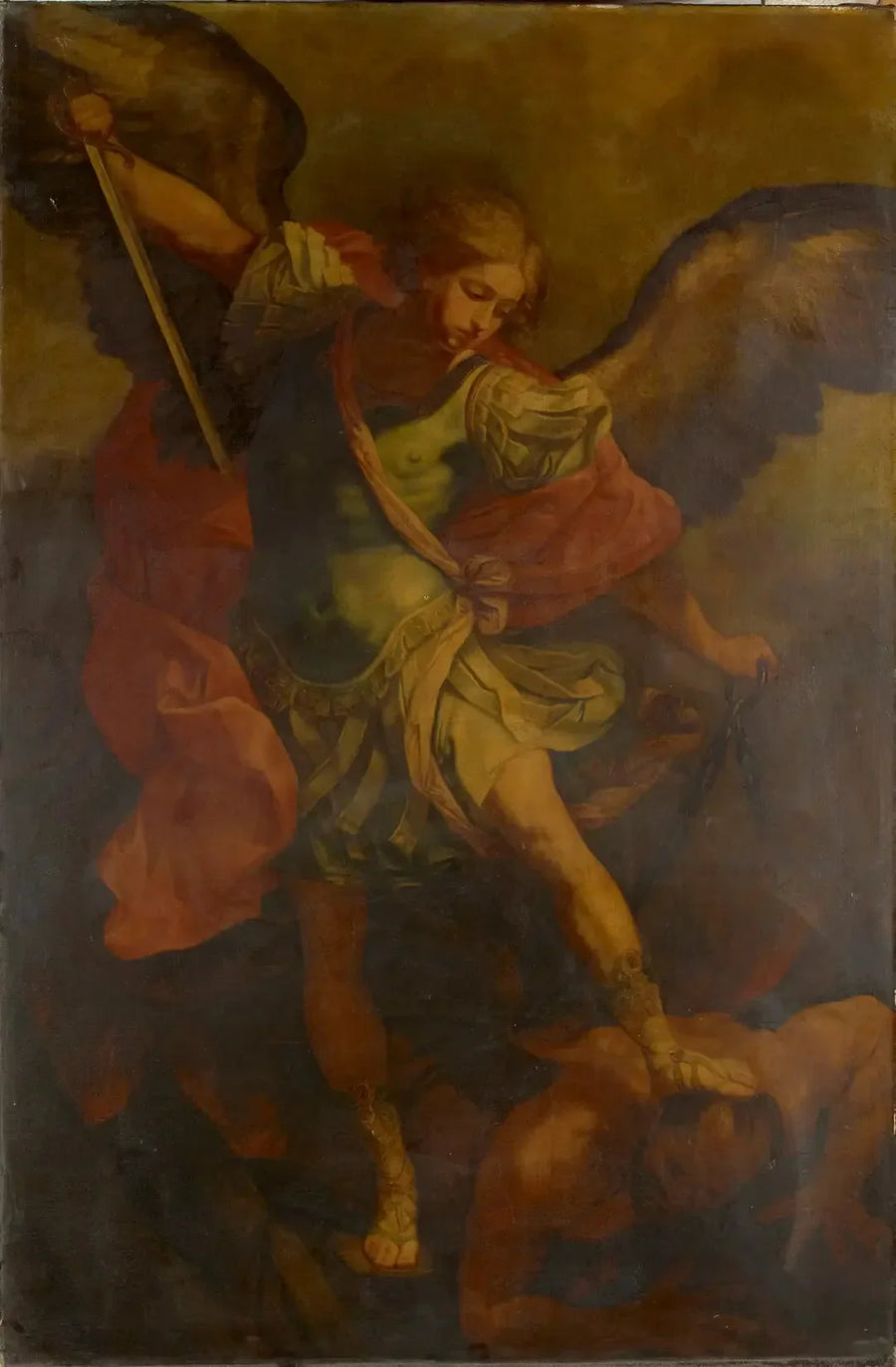 Sint-Michiel de aartsengel die de draak verslaat - Joshua Reynolds

Source:
Saint Michel Archange terrassant le dragon - Joshua Reynolds