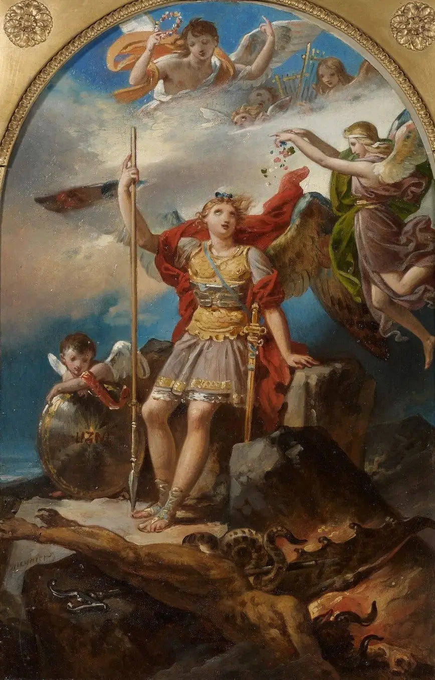 Sint-Michiel die de duivel verdrijft - Charles Meynier

Source:
Saint Michel terrassant le démon - Charles Meynier