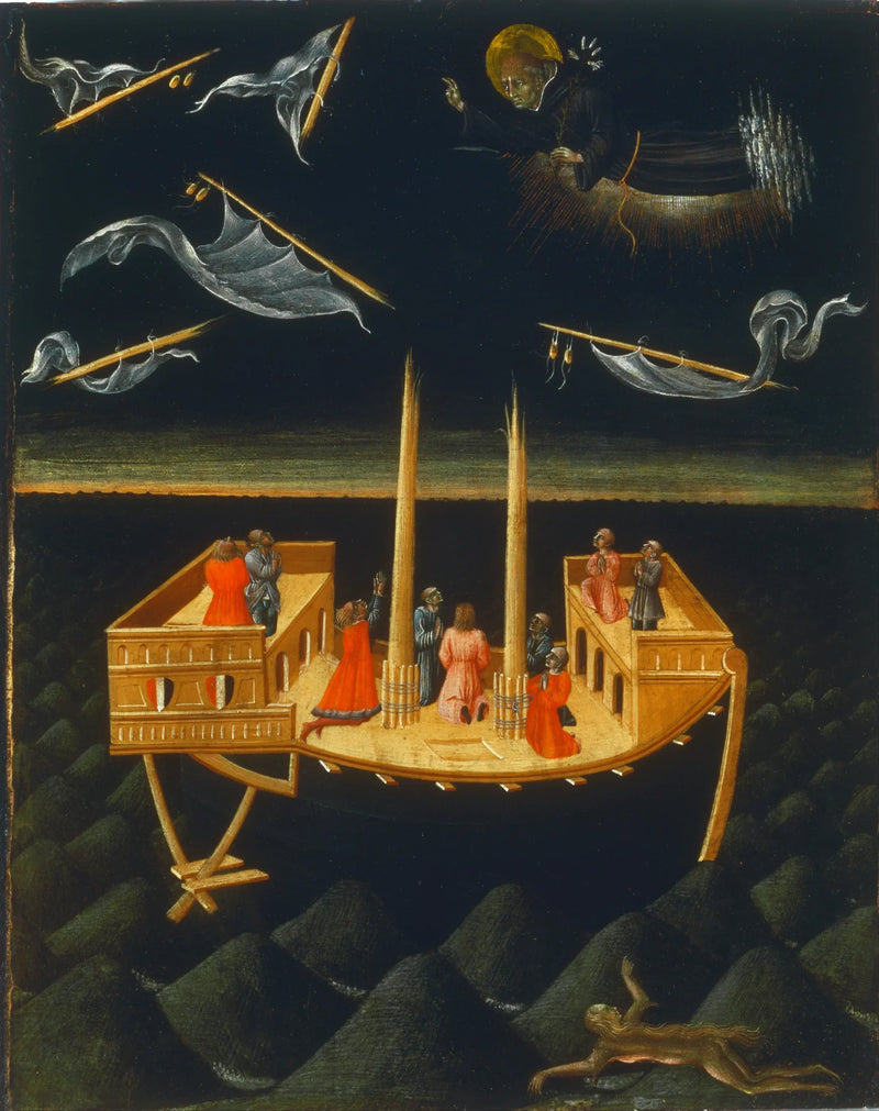 Sint-Nicolaas van Tolentino redt een schipbreukeling - Giovanni di Paolo
