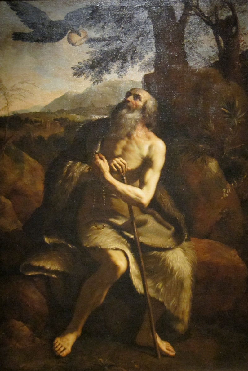 Sint Paulus de Eremiet gevoed door de raaf - Guercino