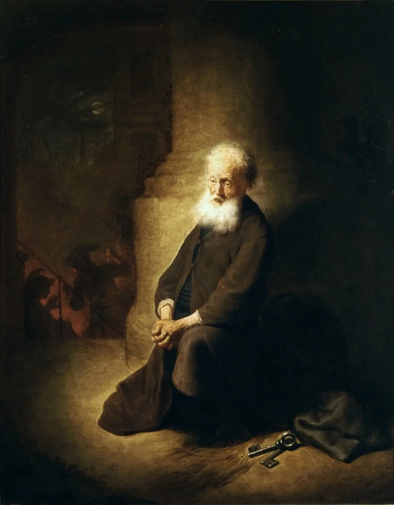 Sint-Pieter op zijn knieën. - Rembrandt