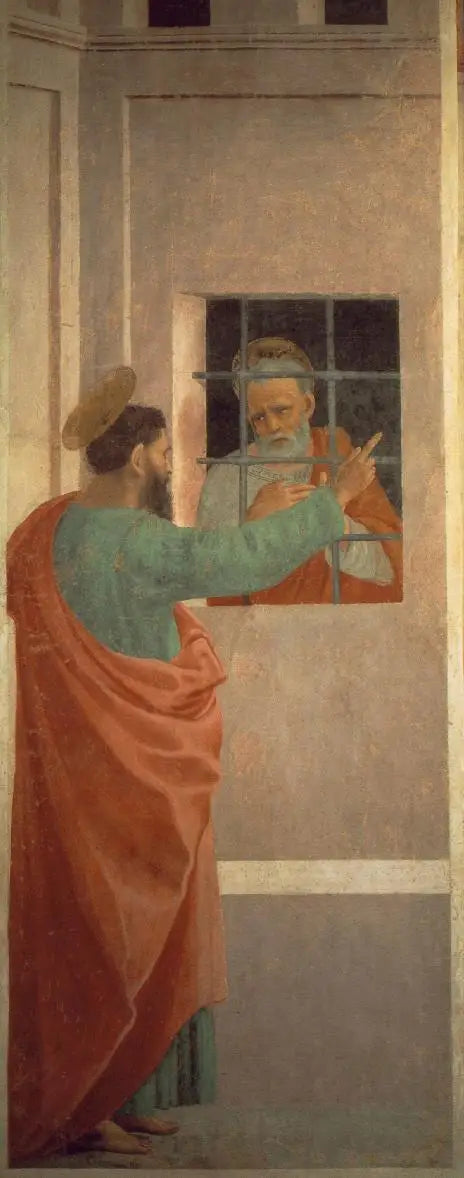 Sint Pieter in de gevangenis wordt bezocht door Sint Paulus - Filippino Lippi