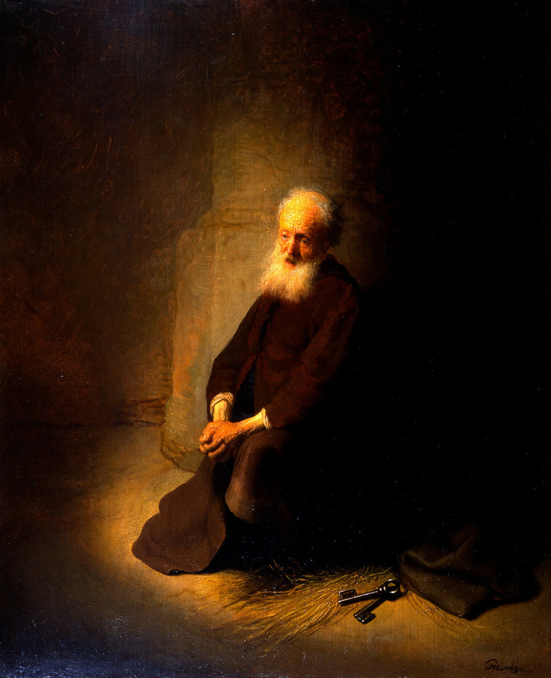 Sint-Pieter op zijn knieën. - Rembrandt