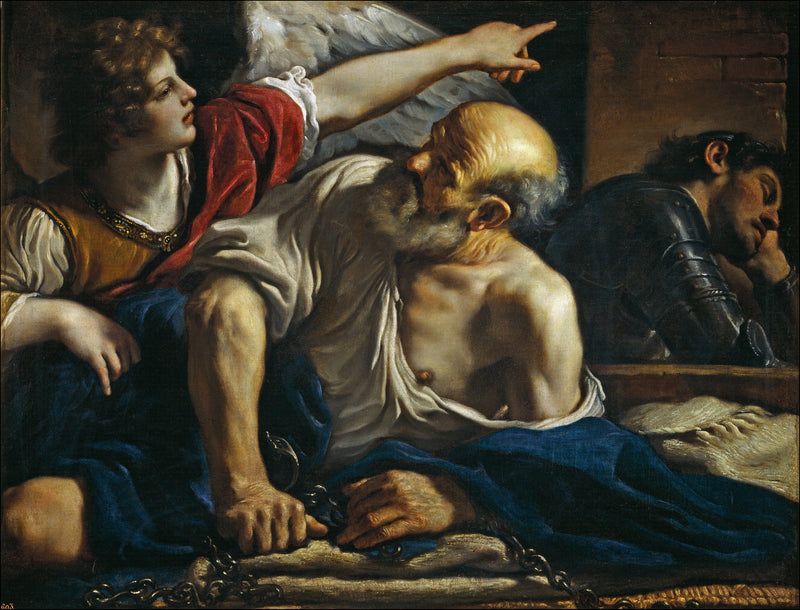 Sint-Pieter bevrijd door een engel - Guercino