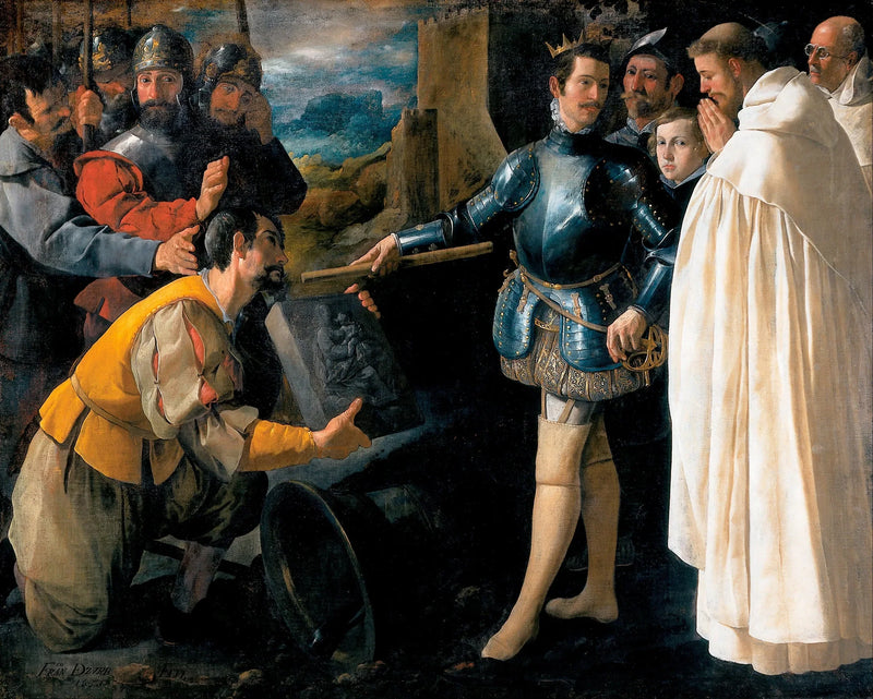 Sint Pierre Nolasco die het beeld van de Maagd van El Puig terughaalt - Francisco de Zurbarán