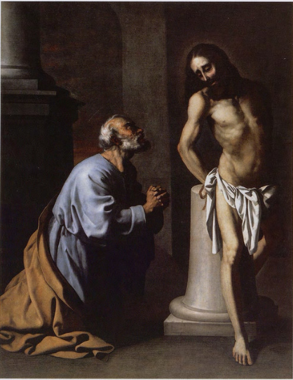 Sint Pieter boeteling voor Christus aan de kolom - Francisco de Zurbarán