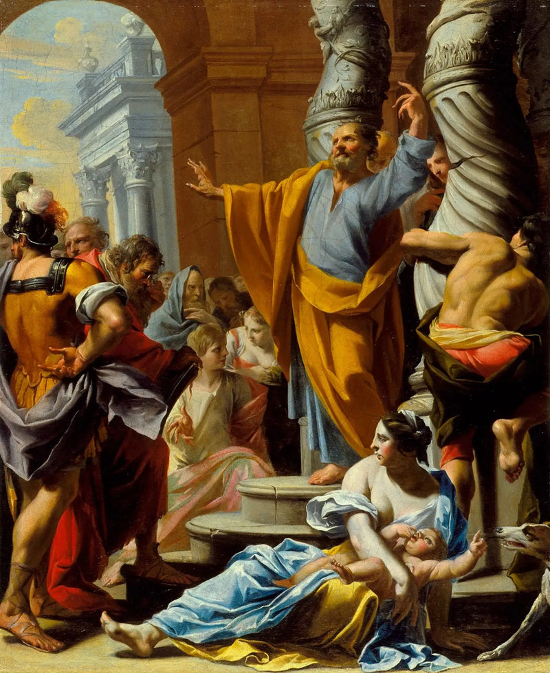 Sint Pieter predikt in Jeruzalem - Charles Poerson

Source:
Saint Pierre prêchant à Jérusalem - Charles Poerson