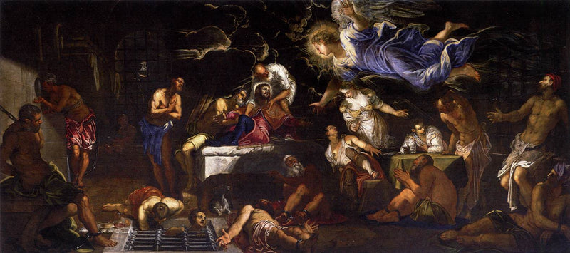 Sint Roch in de gevangenis bezocht door een engel - Jacopo Tintoretto