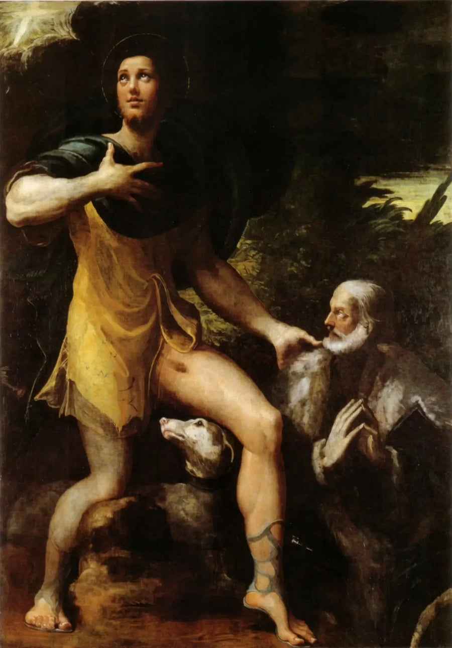 Sint Rochus en een schenker - Parmigianino