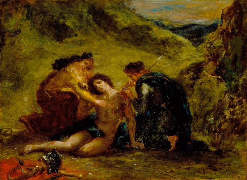 Sint-Sebastiaan met heilige Irene en een begeleider - Eugène Delacroix