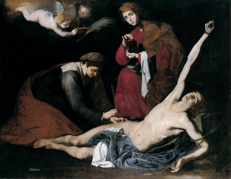 Sint Sebastiaan verzorgd door de heilige vrouwen - Jusepe de Ribera