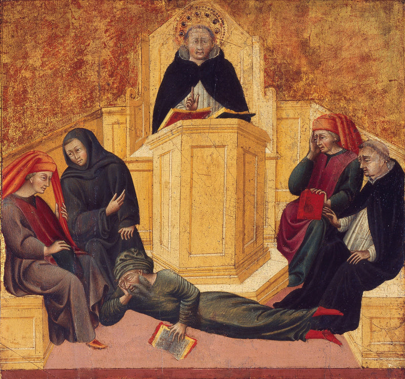 Sint Thomas van Aquino die Averroes verwart - Giovanni di Paolo