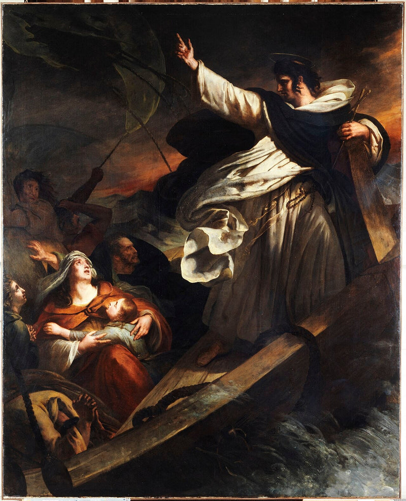 Sint Thomas van Aquino predikt het vertrouwen in God tijdens de storm - Ary Scheffer