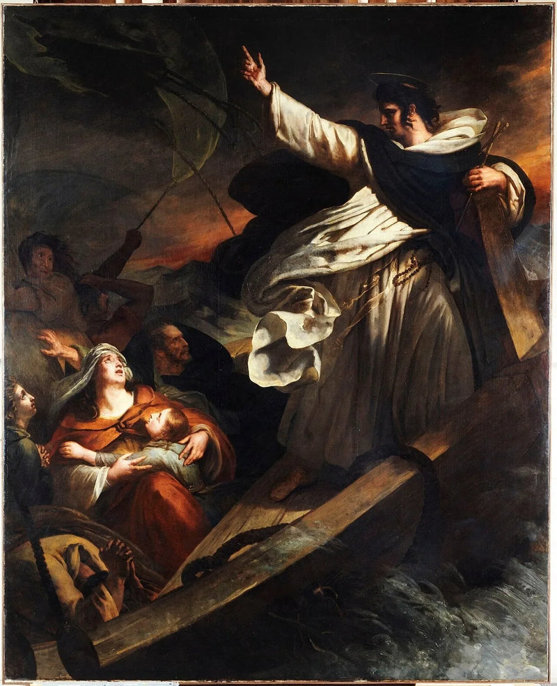 Sint Thomas van Aquino predikt het vertrouwen in God tijdens de storm - Ary Scheffer
