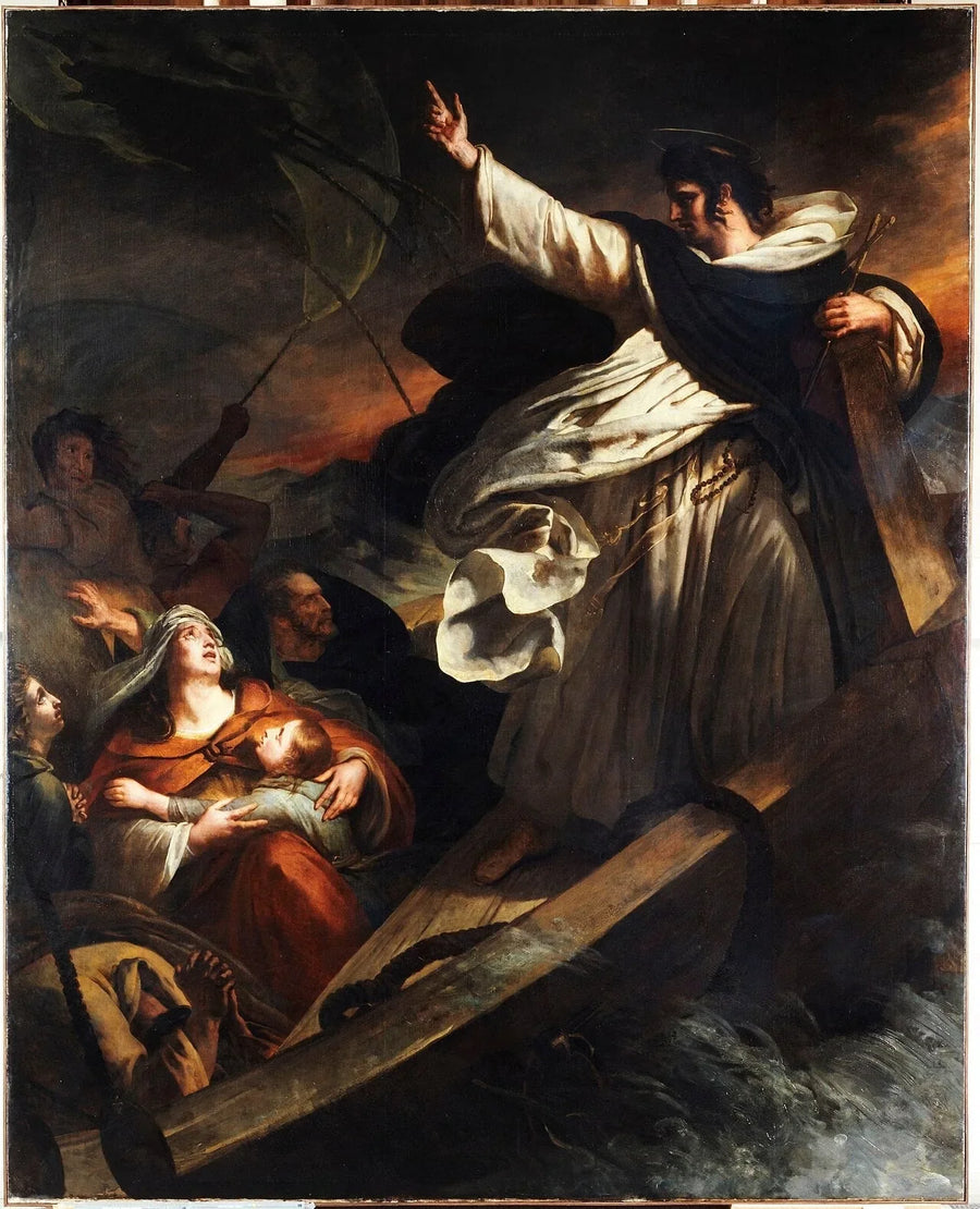 Sint Thomas van Aquino predikt het vertrouwen in God tijdens de storm - Ary Scheffer