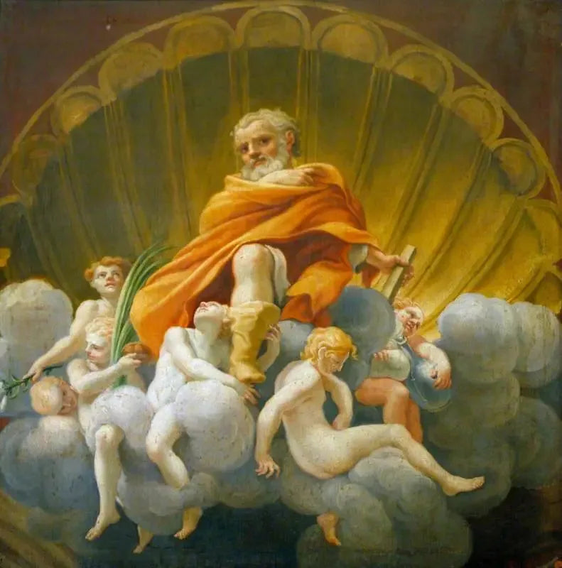 Sint Thomas omringd door engelen (kopie van de fresco op de koepel van de kathedraal van Parma) - Antonio da Correggio