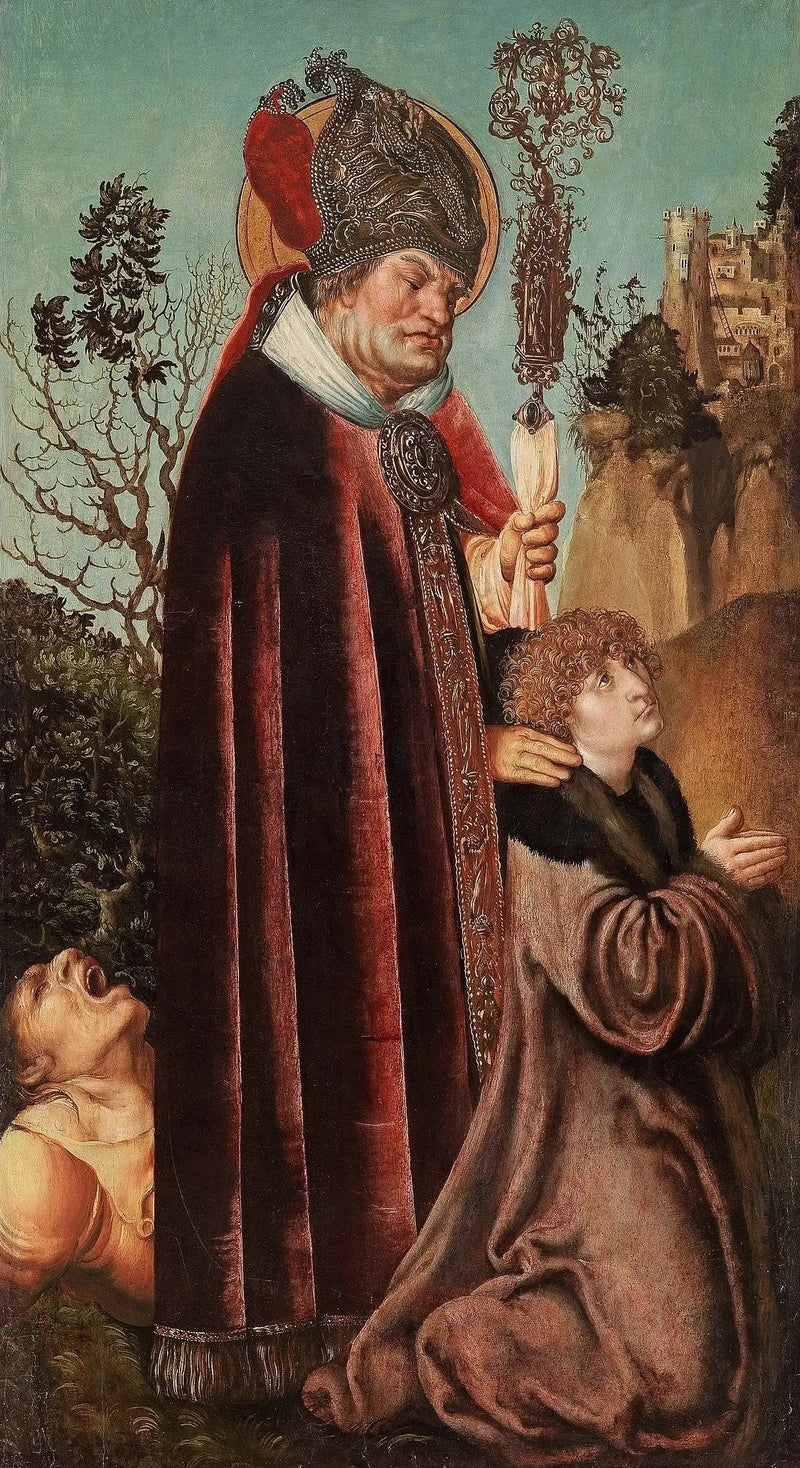 Valentijnsdag en een donateur knielend - Lucas Cranach de Oudere