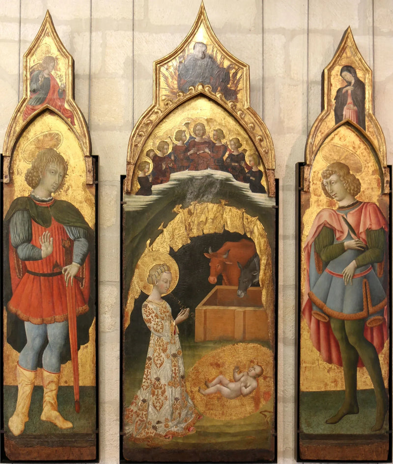 Sint Vittorin (?) (boven: de Aartsengel van de Aankondiging) - Giovanni di Paolo