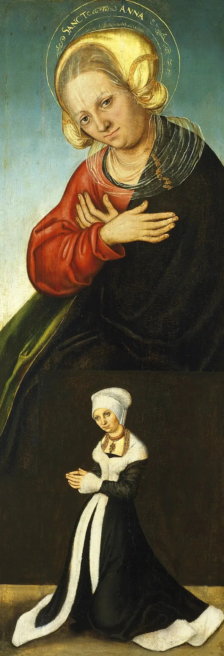 Sint Anna met de hertogin Barbara van Saksen als schenkster (binnenkant rechtervleugel) - Lucas Cranach de Oudere