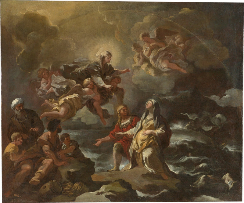 Heilige Brigitta gered van een schipbreuk door de Maagd Maria - Luca Giordano