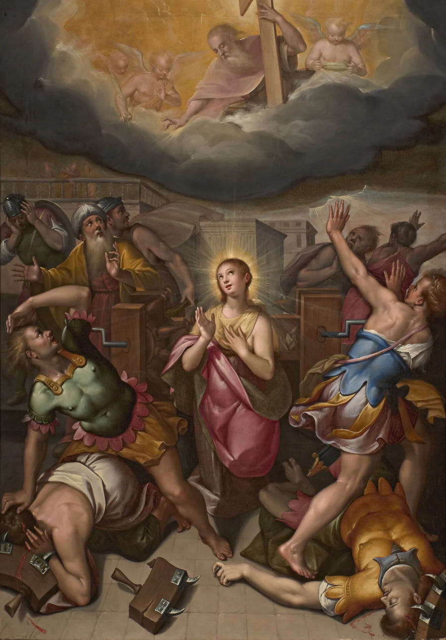 Sint Catharina van Alexandrië en het wonder van het wiel - Denis Calvaert
