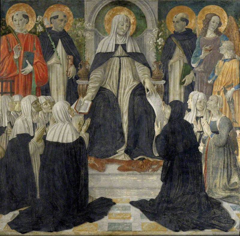 Sint-Catharina van Siena als spirituele moeder van de tweede en derde orde van Sint-Dominicus - Cosimo Rosselli