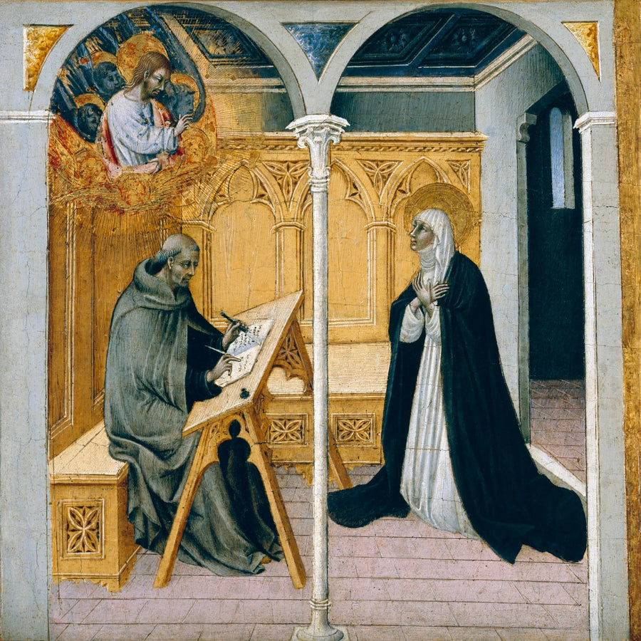 Sint Catharina van Siena die haar dialogen dicteert - Giovanni di Paolo