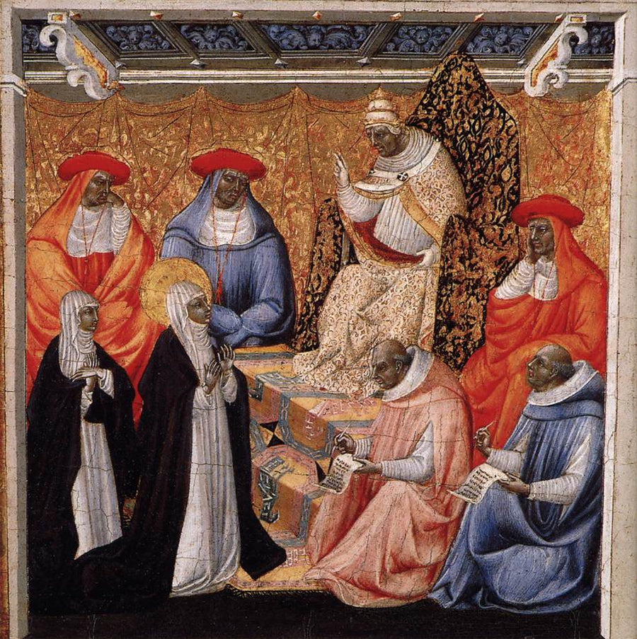 Sint Catharina voor de paus in Avignon - Giovanni di Paolo