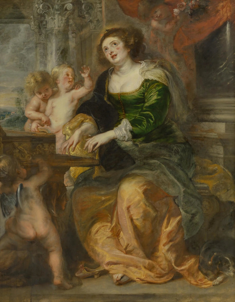 Sint-Caecilia die op een virginal speelt - Peter Paul Rubens