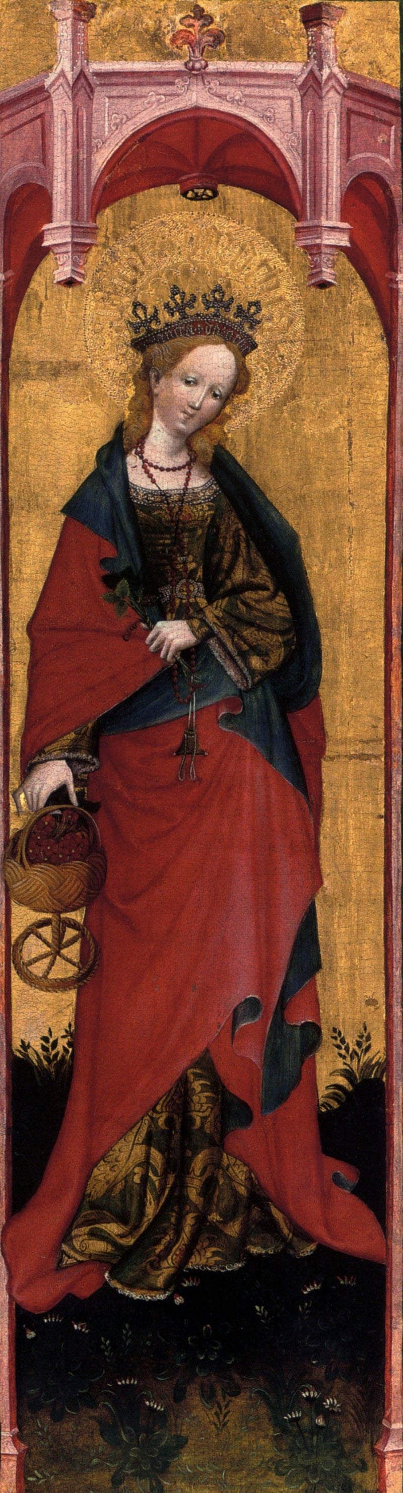 Heilige Dorothea van de Sint-Walburgekerk in Soest, vleugel van een tabernakel - Conrad von Soest