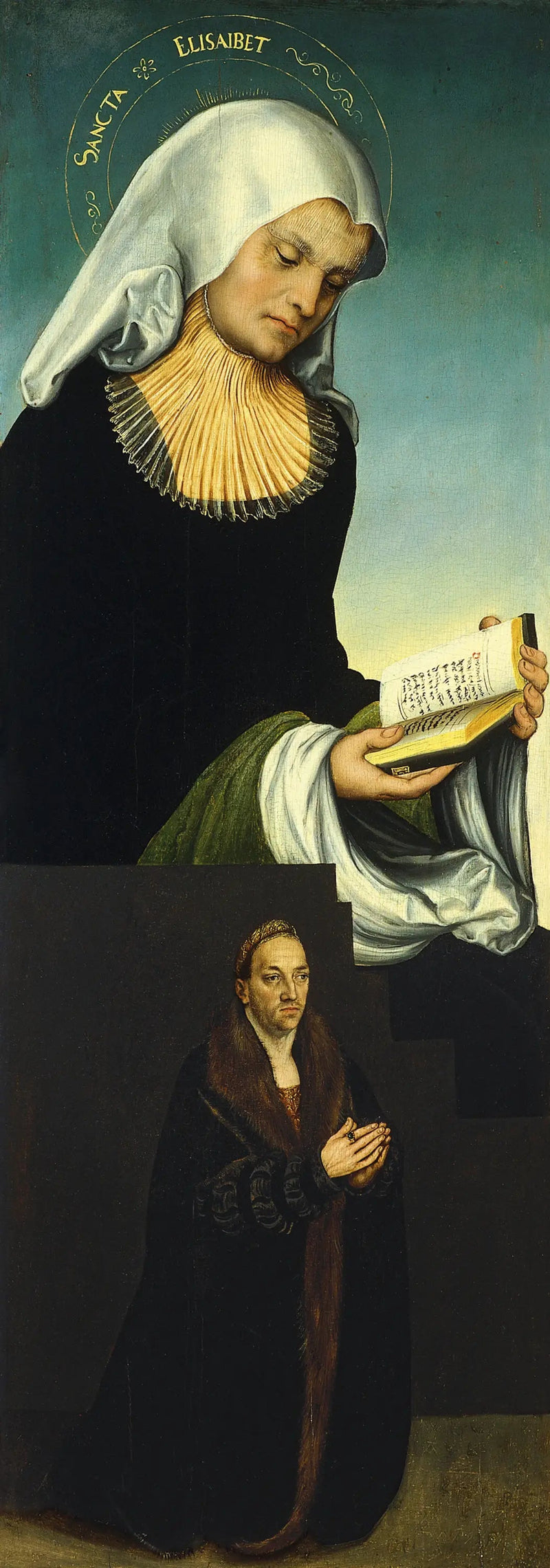 Sint Elisabeth met hertog Georg van Saksen als schenker (binnenkant linker vleugel) - Lucas Cranach de Oudere