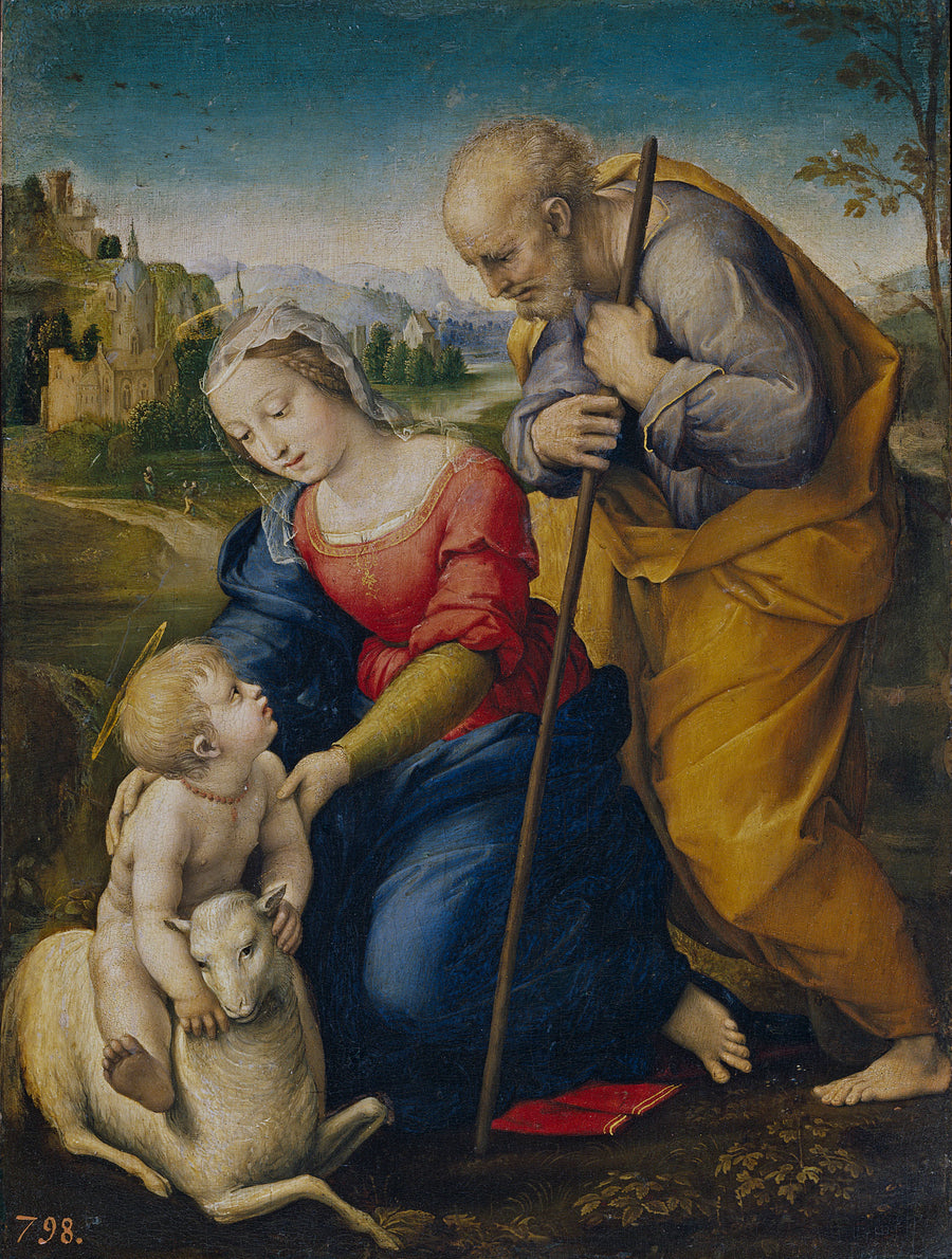 La Sainte Famille avec un agneau - Raphaël Sanzio