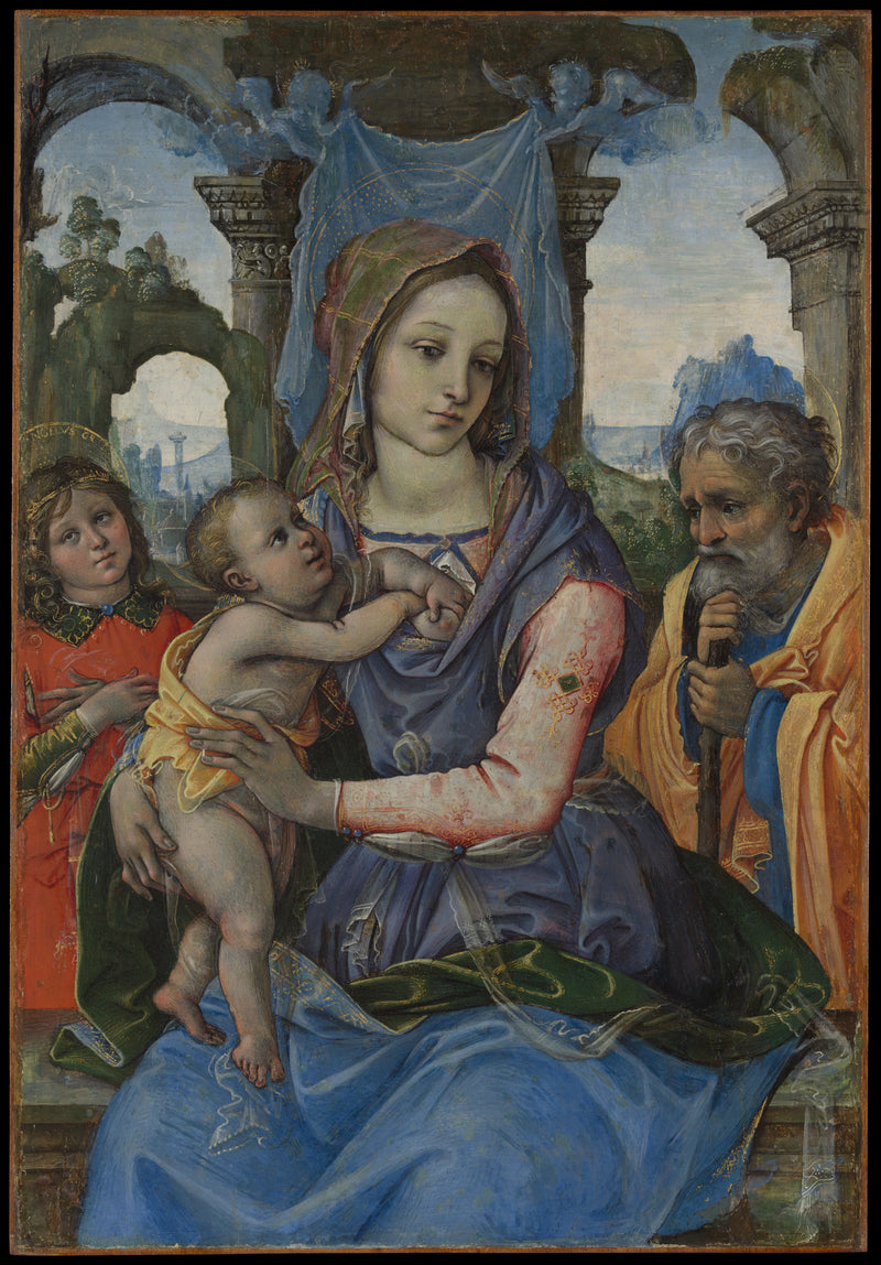 Sainte Famille avec un ange - Raffaellino del Garbo (also known as Raffaelle de' Capponi and Raffaelle de' Carli)