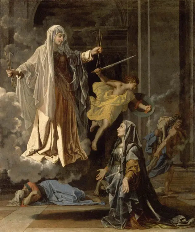 Heilige Franciska Romeinse die in Rome het einde van de pest aankondigt - Nicolas Poussin