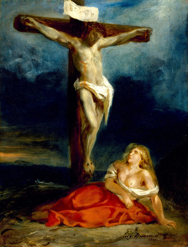 Heilige Maria Magdalena aan de voet van het Kruis - Eugène Delacroix