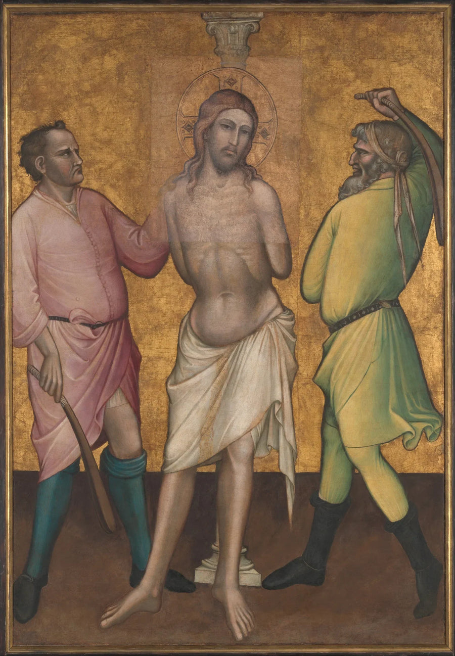 Sint Maria Magdalena met een kruisbeeld; (op de keerzijde) De geseling - Spinello Aretino