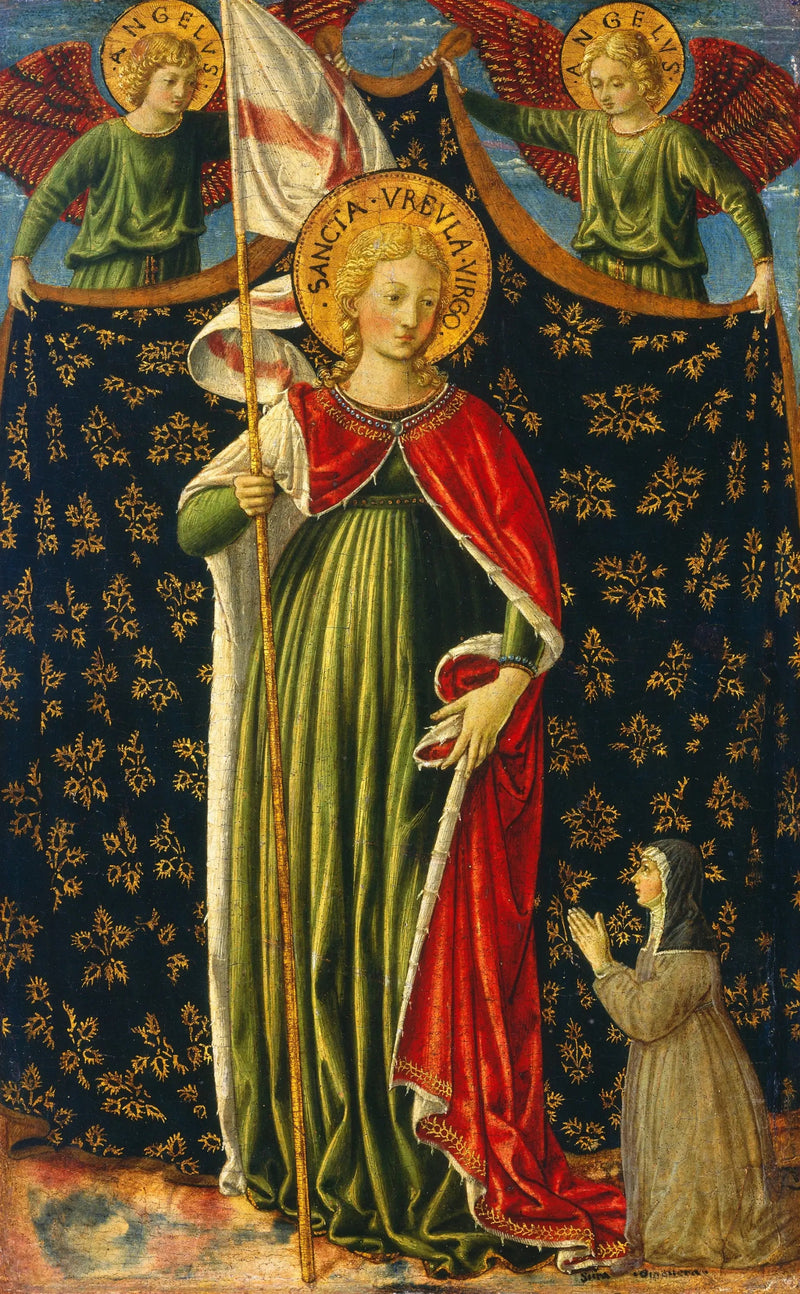Heilige Ursula met twee engelen en een donateur - Benozzo Gozzoli