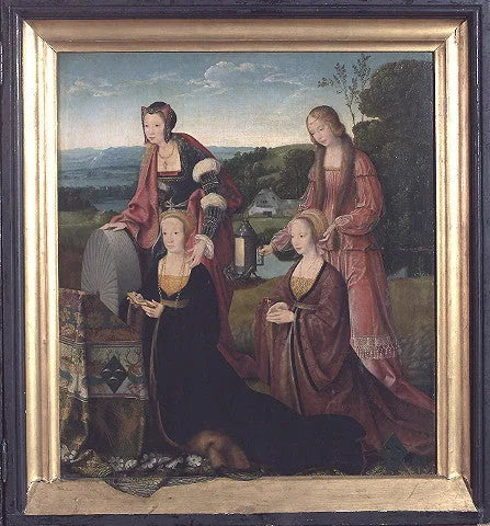 Heilige Catharina en Gudula met Catharina Hackeney (geboren Hardenrath) en Sibilla Hackeney (geboren van van Merle) - Joos van Cleve