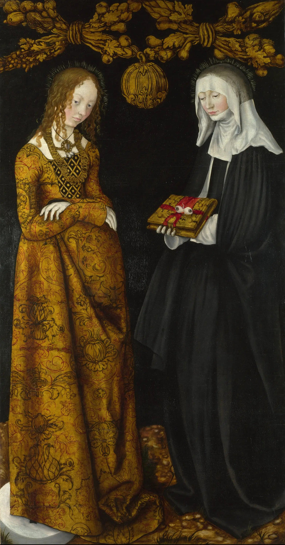 Saintes Christine et Ottilia - Lucas Cranach the Elder image 1 reproduction de peinture à l’huile