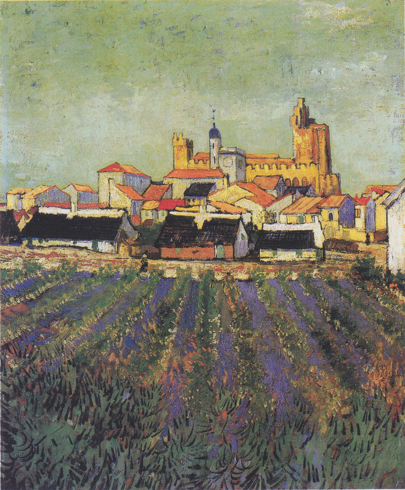 Gezicht op Les Saintes-Maries-de-la-Mer - Vincent van Gogh