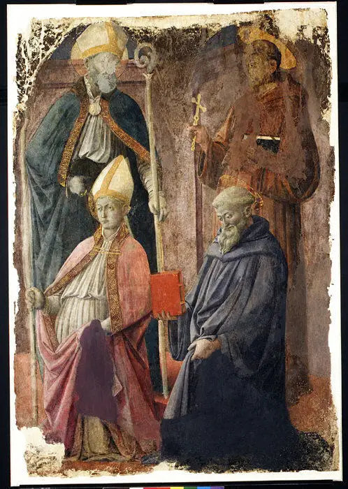 Heiligen Augustinus en Franciscus, een bisschop-heilige, en Sint-Benedictus - Fra Filippo Lippi