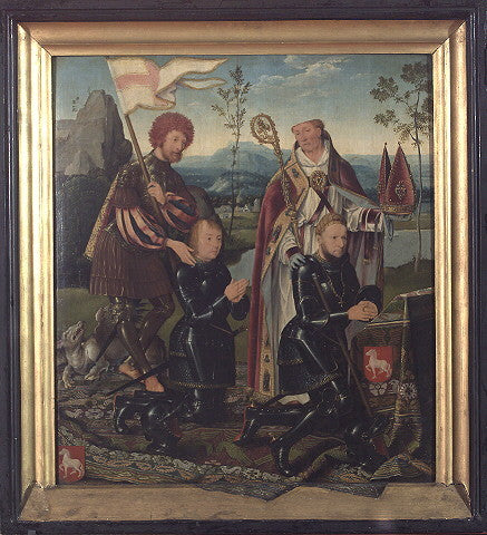 Sint Joris en Nicasius met Georg en Nicasius Hackeney - Joos van Cleve