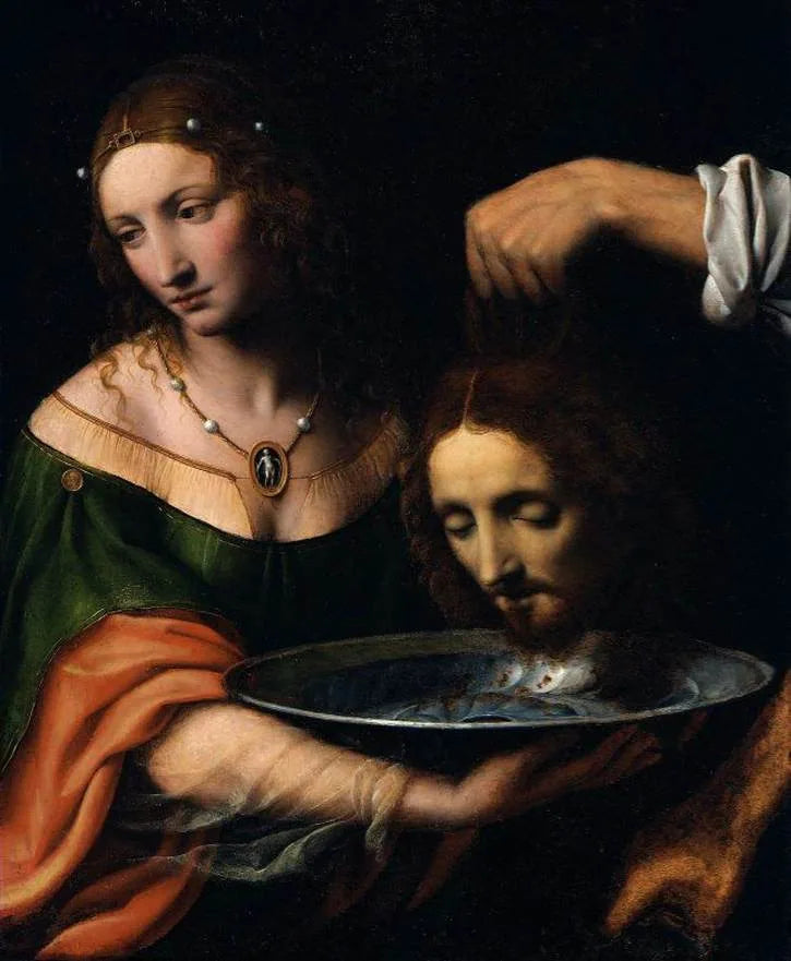 Salomé die het hoofd van Johannes de Doper vasthoudt - Bernardino Luini