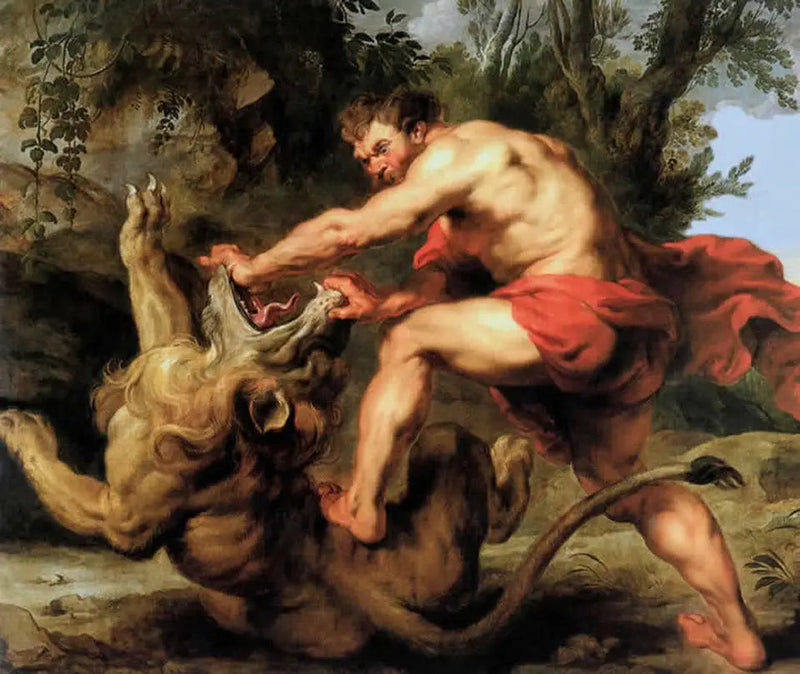 Samson die de leeuw bevecht - Peter Paul Rubens